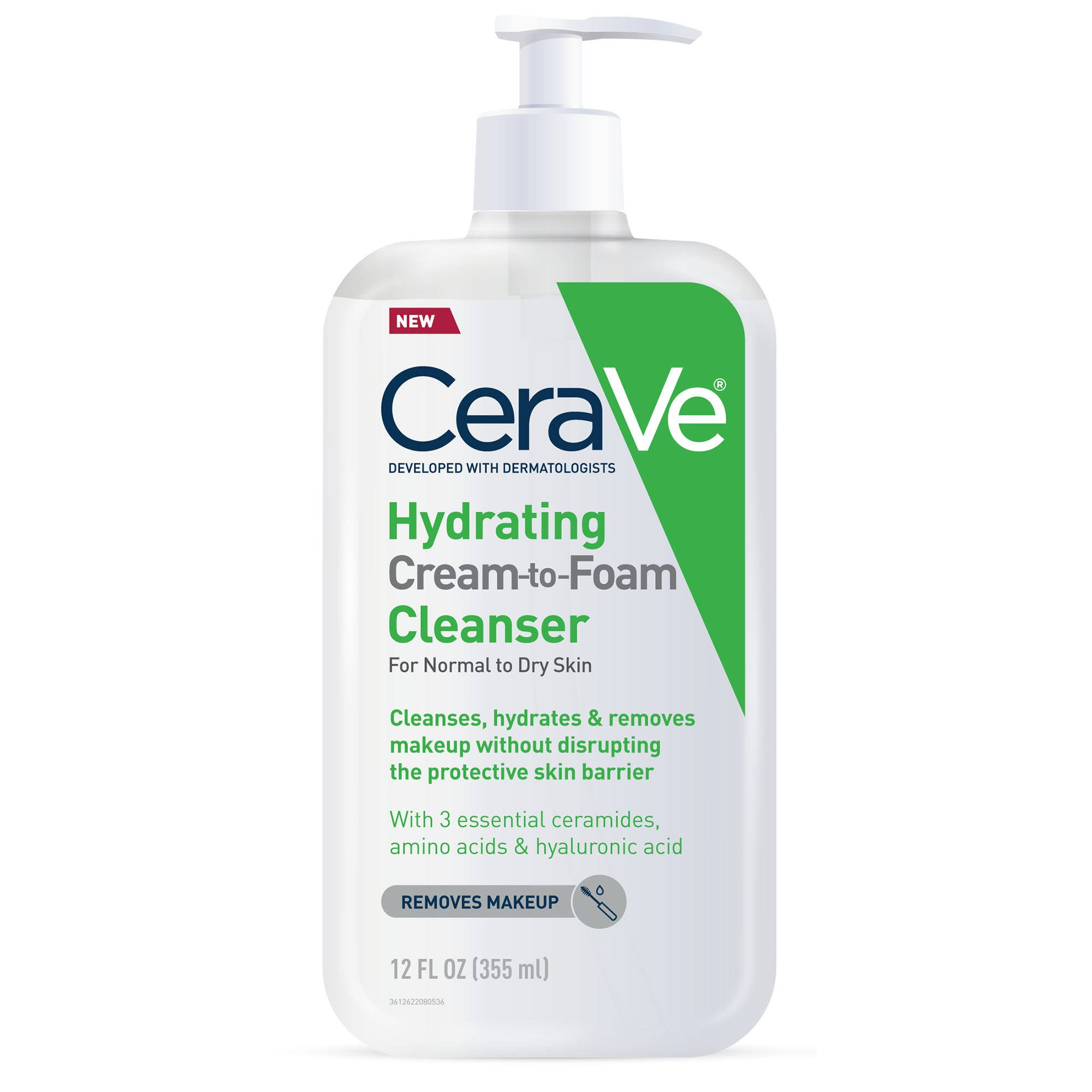 Cerave hydrating cream-to-foam cleanser 12 oz