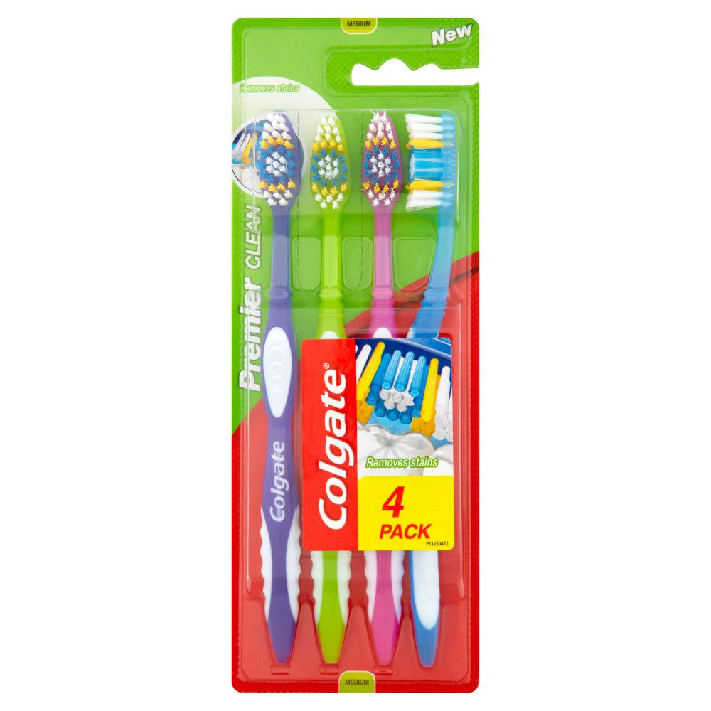 Colgate Premier Clean Toothbrush - Medium, 4 Count