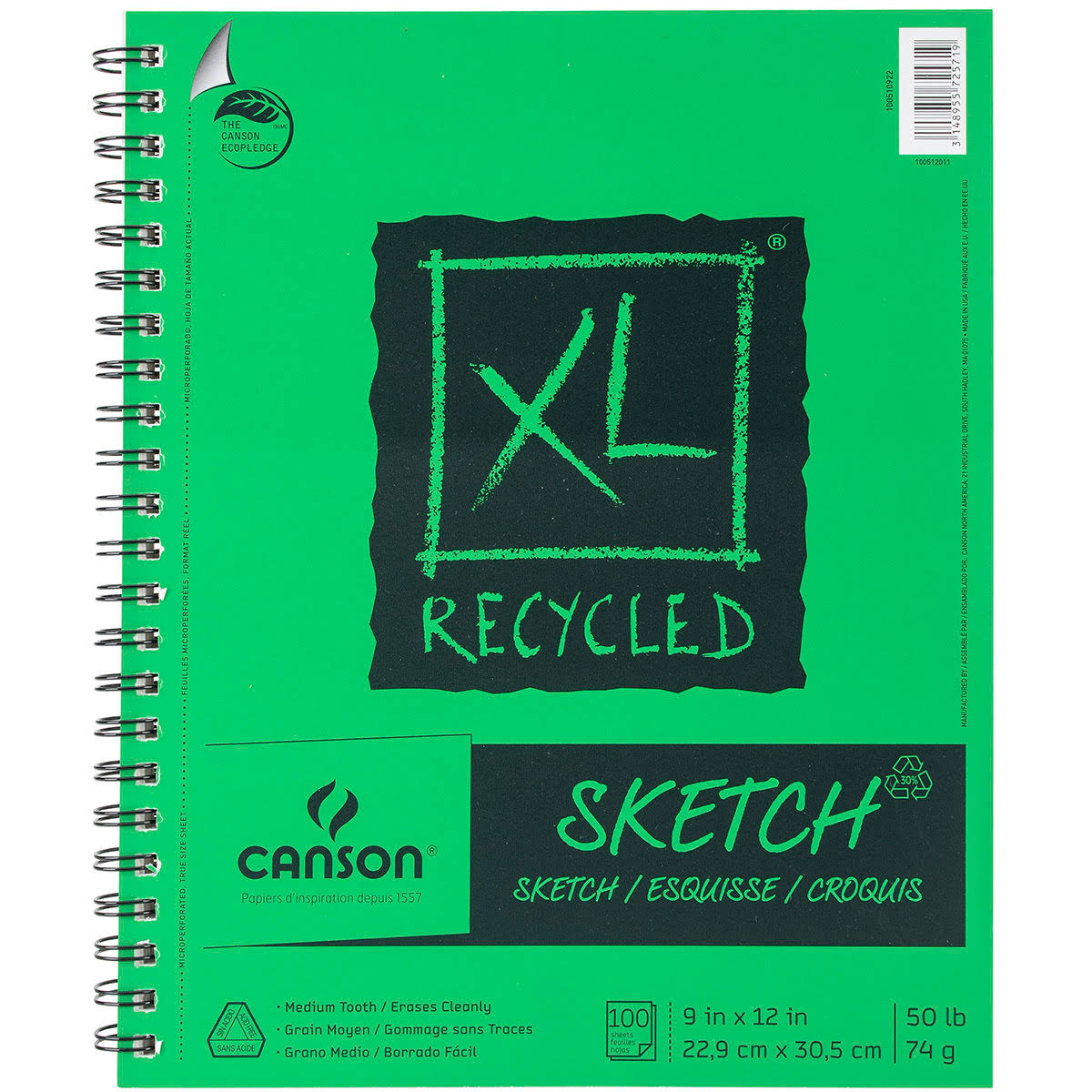 Canson Recycled Sketch Sheet Pad - 9" x 12"
