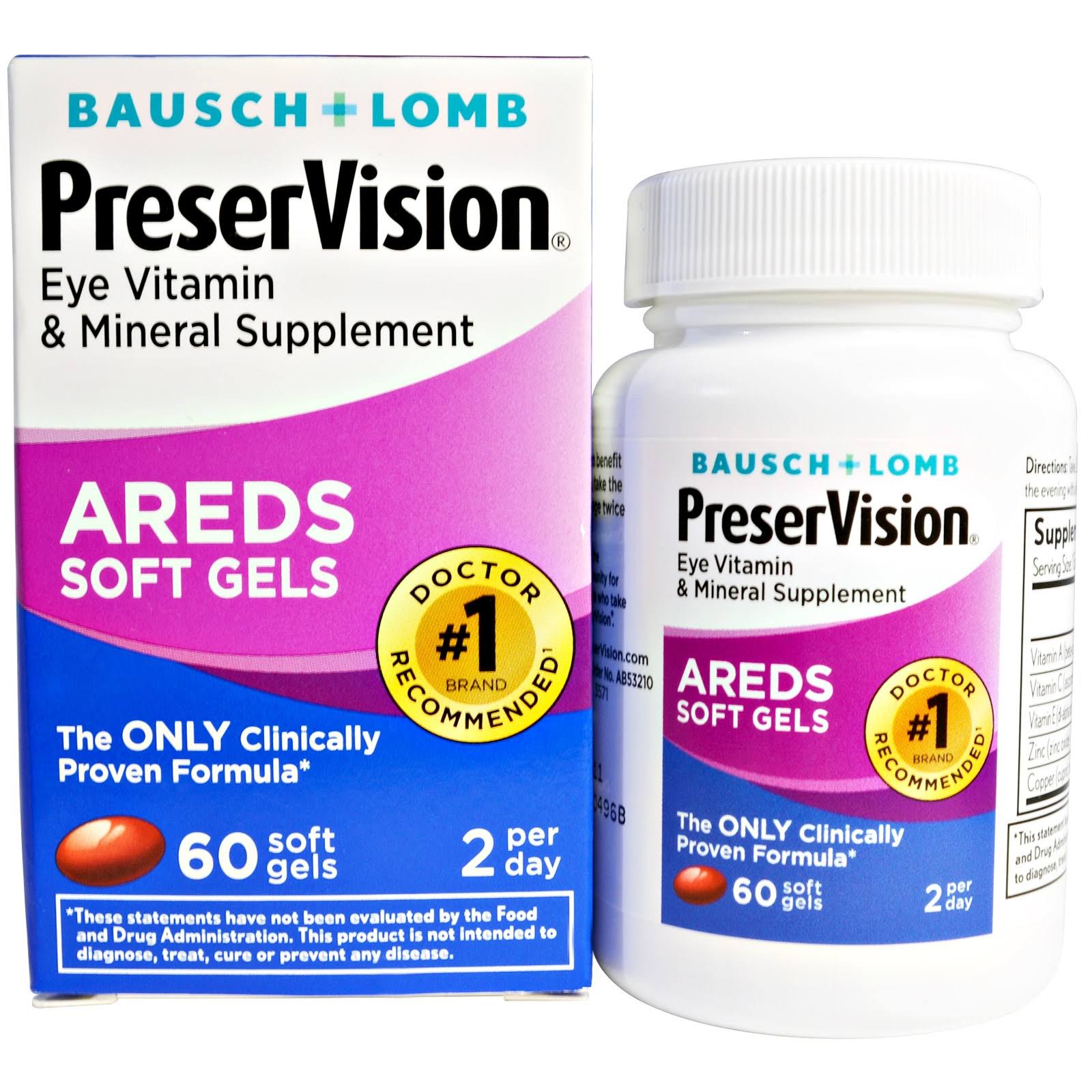 Bausch + Lomb PreserVision Eye Vitamin & Mineral Supplement - x60