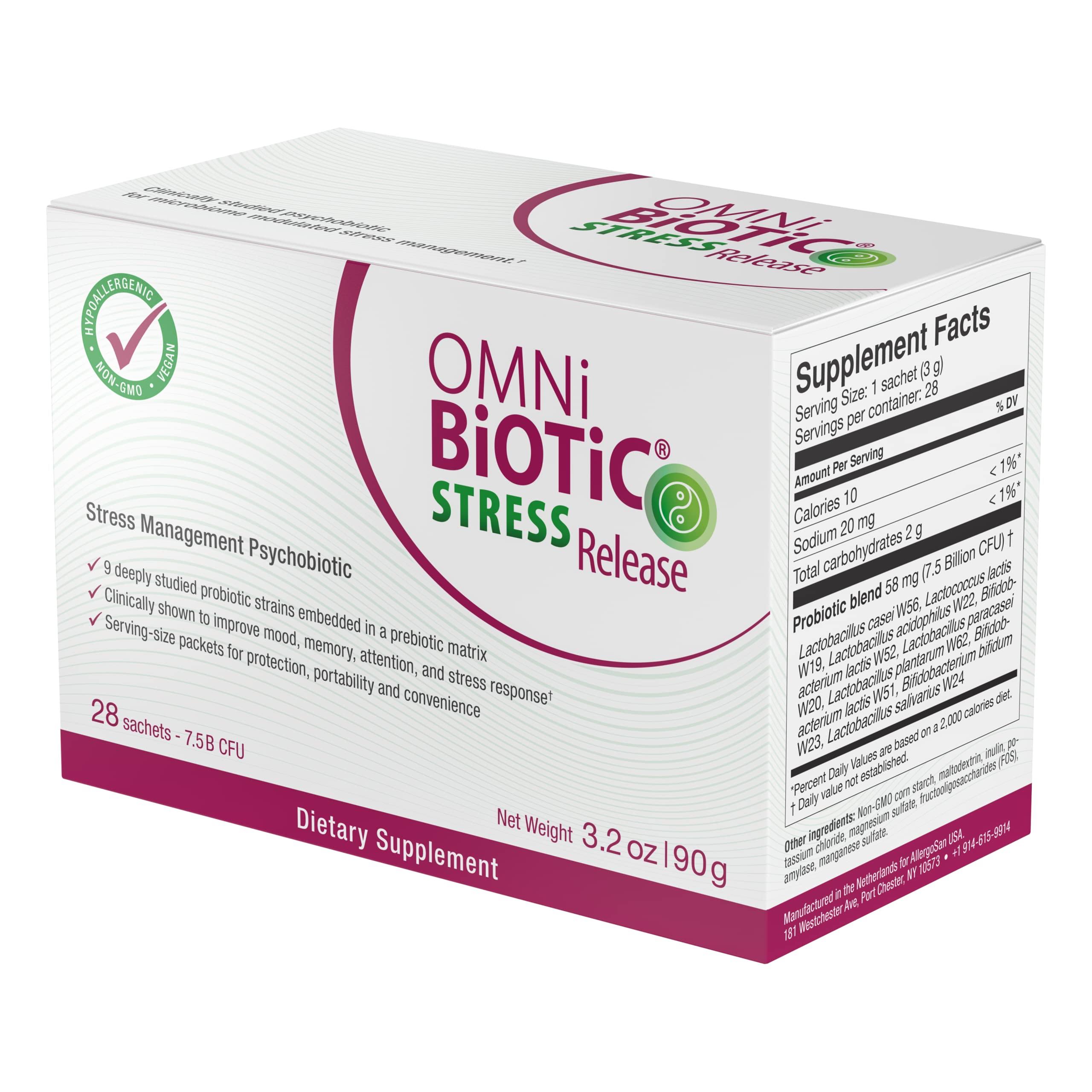 OMNI BIOTIC Stress Release - Clinically Tested Probiotic For Stress Management & Gut-Brain Axis Support - Stress Probiotic And Mood Probiotic - Vegan,