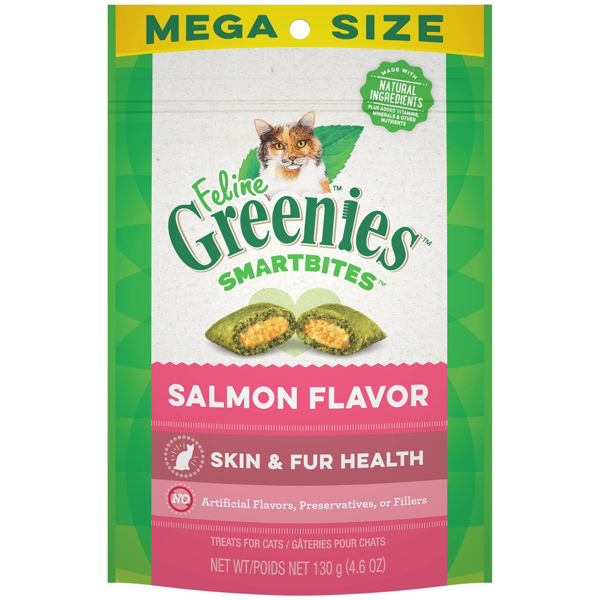 Feline Greenies SmartBites Treats for Cats, Salmon Flavor, Mega Size - 130 g