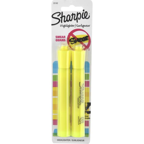 Sharpie Accent Tank-Style Highlighter - Fluorescent Yellow, 2 Pack