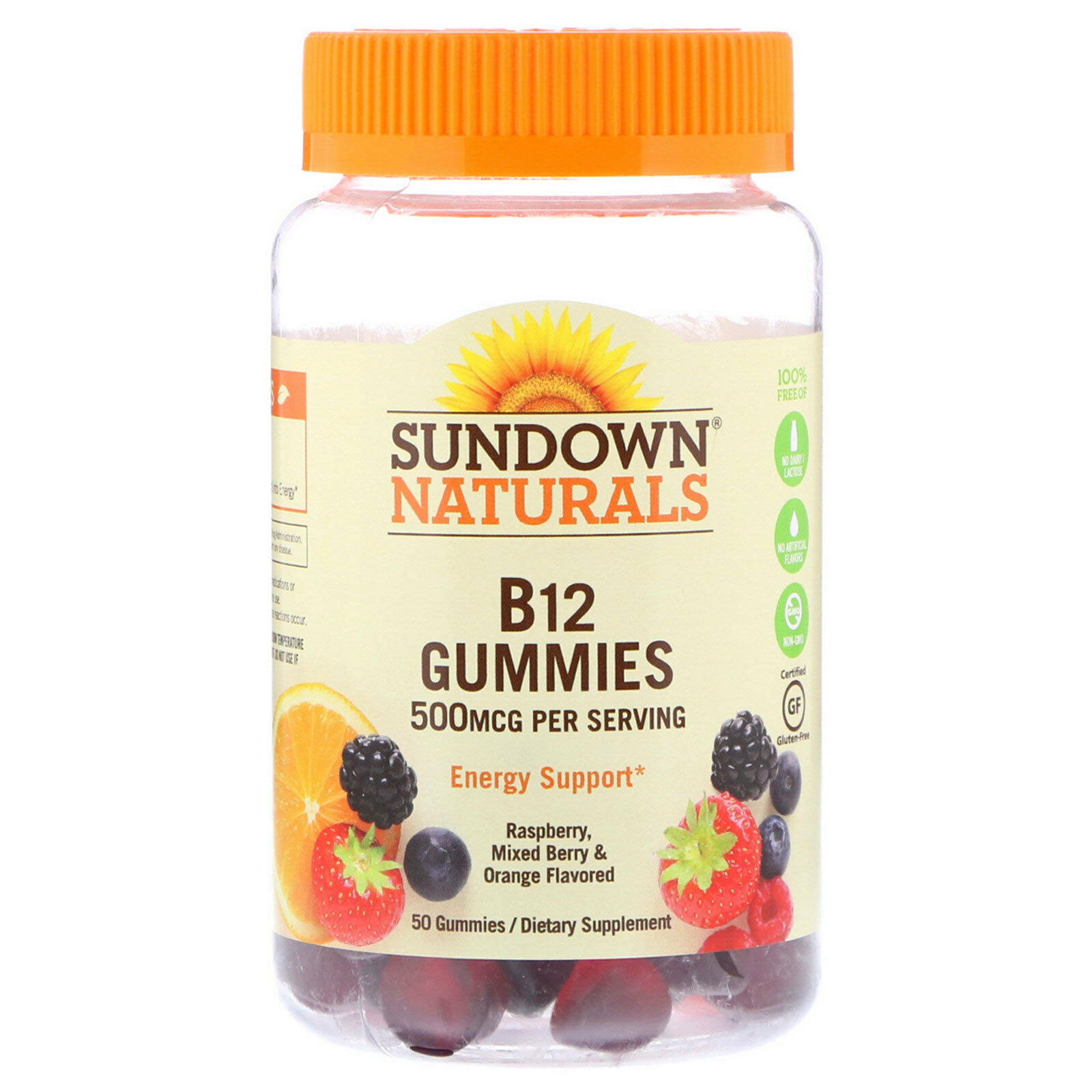 Sundown Naturals Vitamin B-12 Energy Support Supplement - 50 Gummies, Assorted Fruit