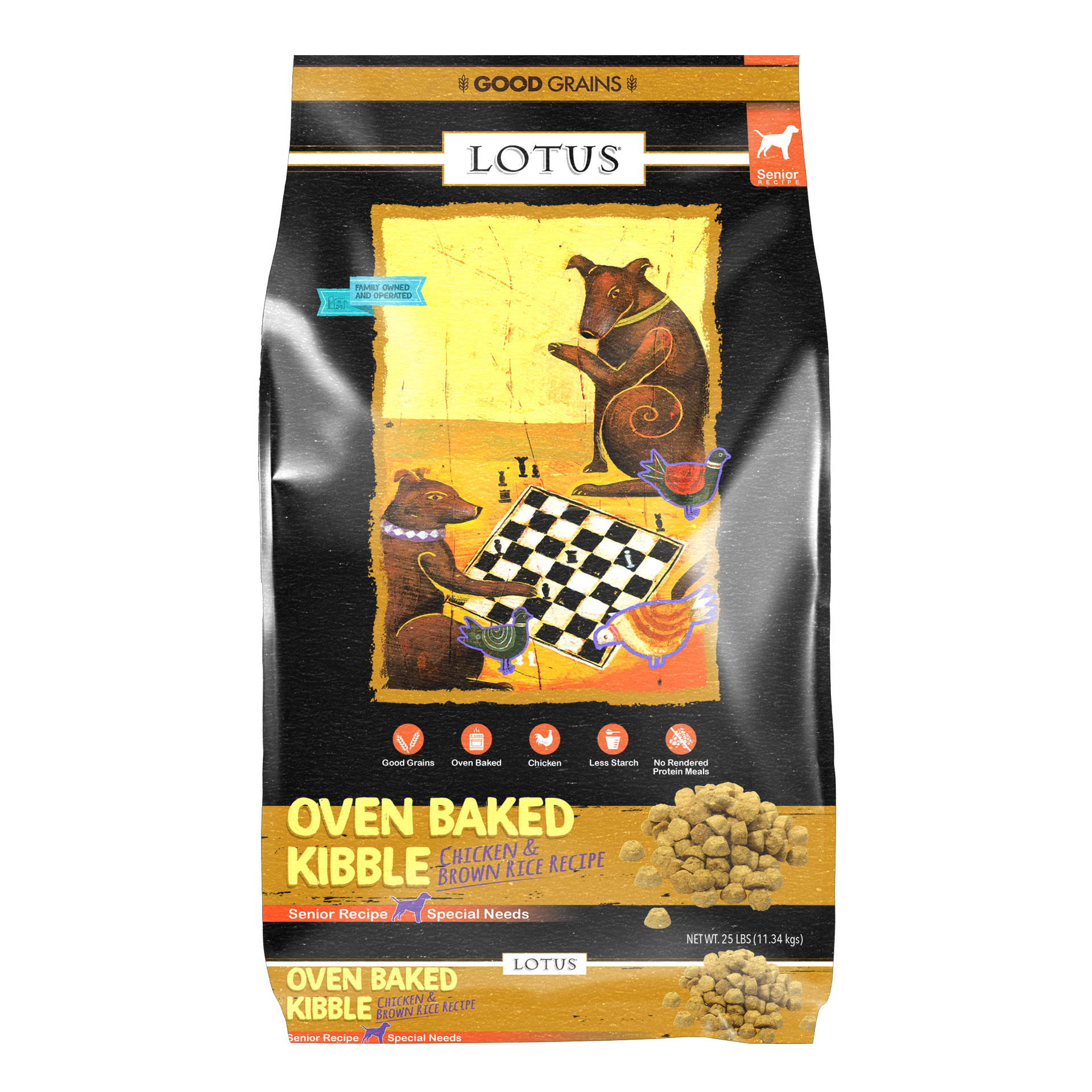 Lotus Oven Baked Senior Recipe Dry Dog Food, 25lbs