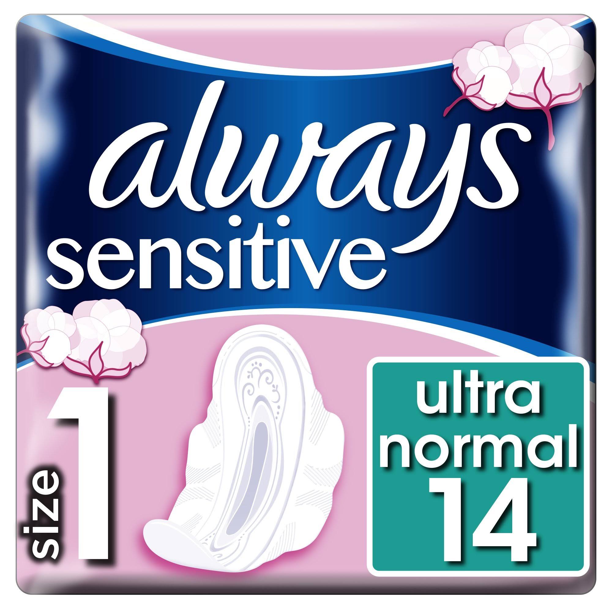 Always Sensitive Normal Plus Sanitary Napkins - 14ct