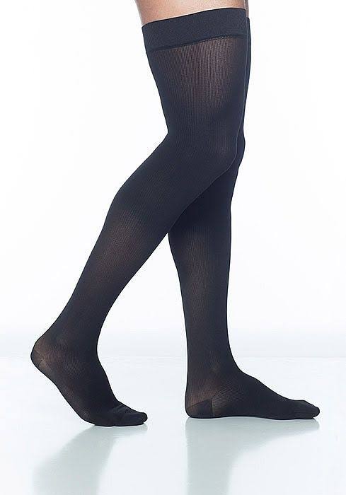 Sigvaris Midtown Microfiber 822NMLM32 20-30 mmHg Mens Thigh Sock - Medium Long, Tan Khaki