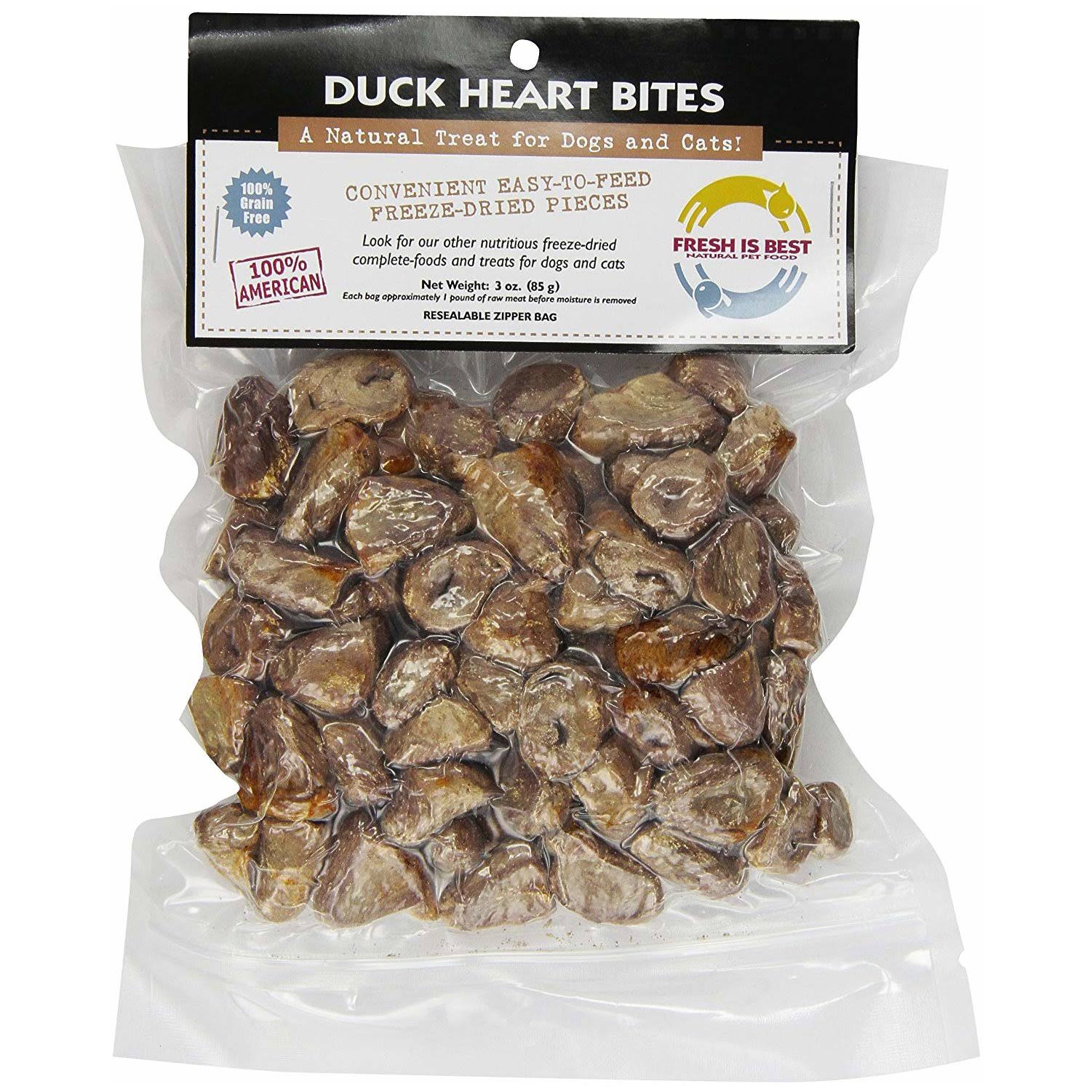 Fresh is Best Freeze Dried Raw Whole Duck Heart Treats - 3oz