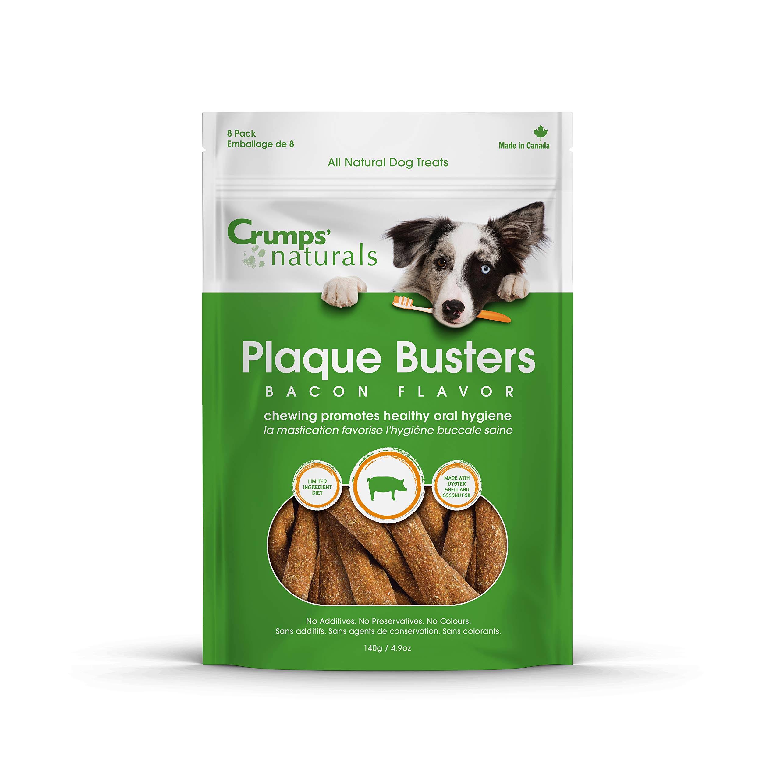 Crumps' Naturals Plaque Busters Dog Dental Chews - Bacon Style, 7"
