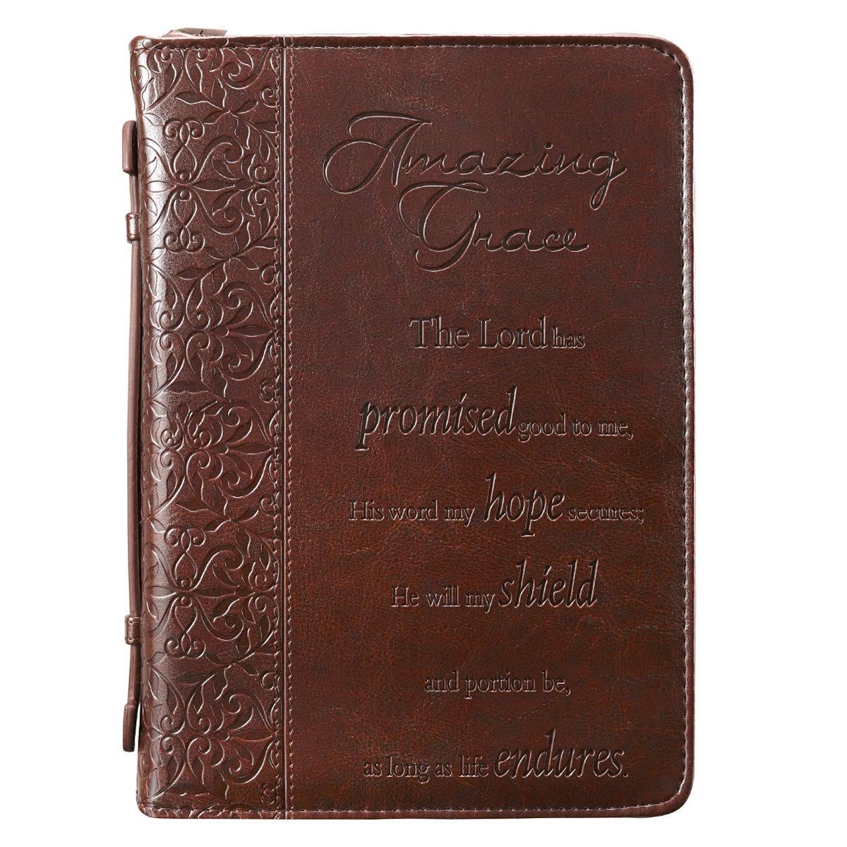 Amazing Grace Lux-leather Bible Cover - Brown, Large