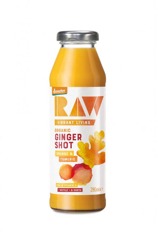 Raw Health Organic Ginger Shot - Orange & Turmeric 280ml