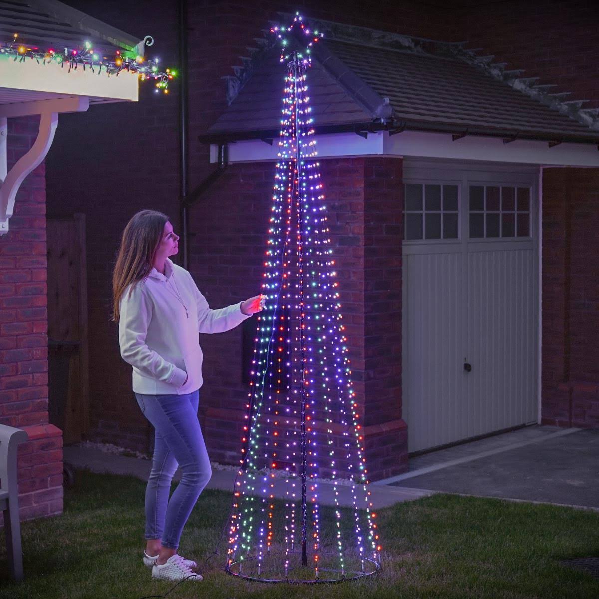 2.5m Outdoor Firefly LED Christmas Tree, 889 Multi Coloured LEDs