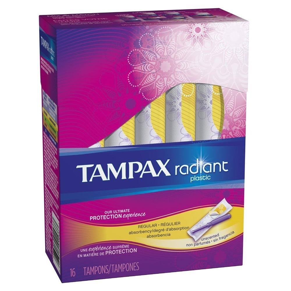 Tampax Radiant Plastic Unscented Tampons - Regular Absorbency, 16pk