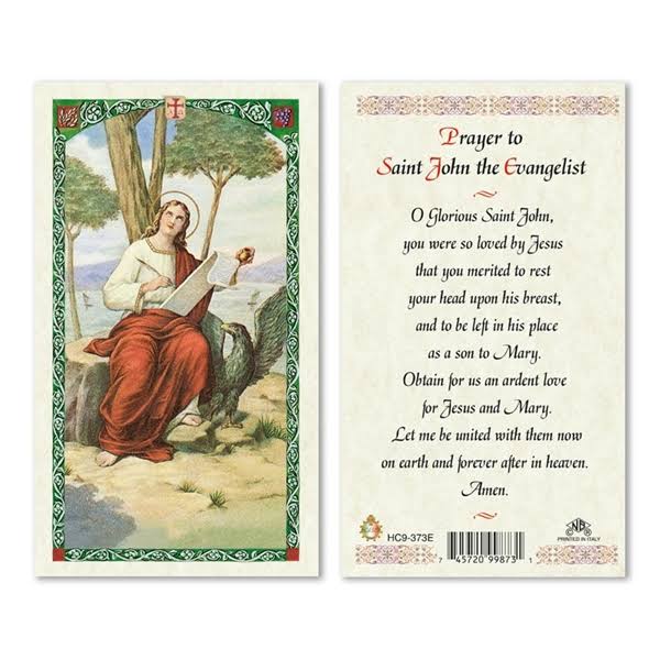 Saint John The Evangelist Laminated Prayer Card-Single from San Francis Imports | Discount Catholic Products