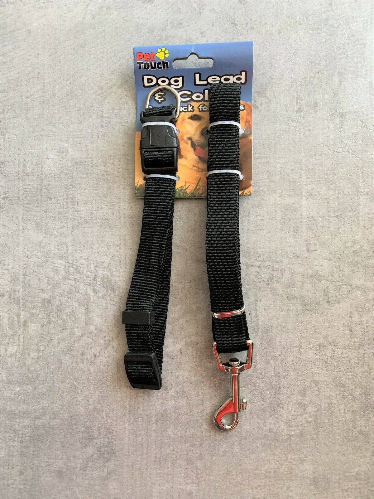 Pet Touch Dog Lead & Collar Sets in 3 Colours Black - Blue - Red