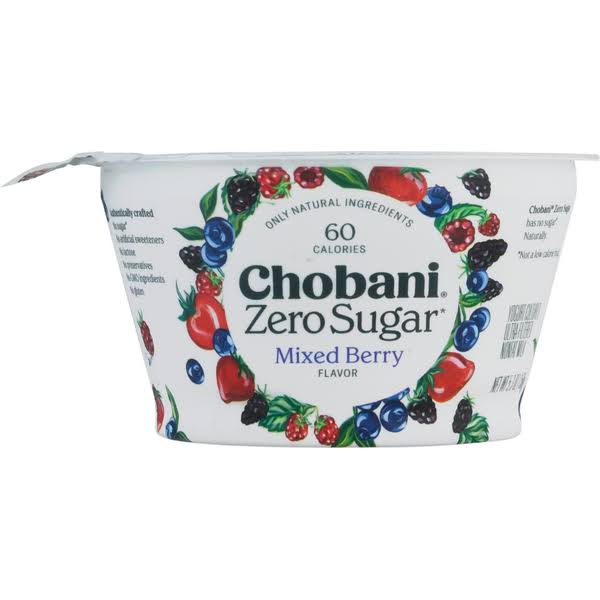 Chobani Yogurt-Cultured, Zero Sugar, Mixed Berry Flavor - 5.3 oz