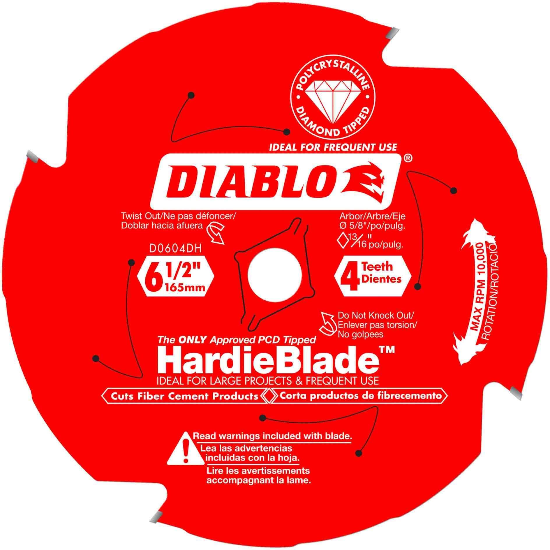 Diablo 6-1/2-In. 4 Tooth Fiber Cement Saw Blade D0604DH