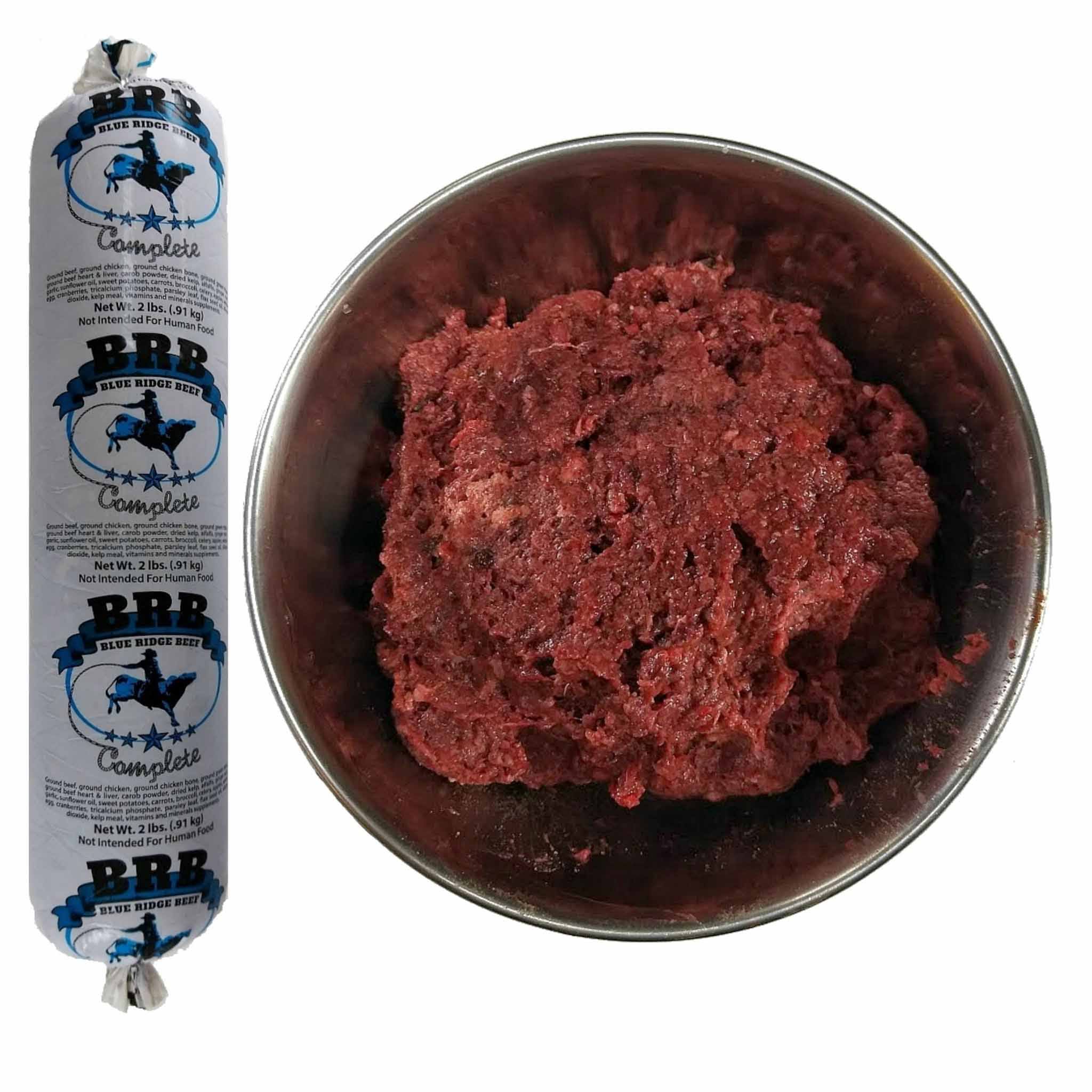 Blue Ridge Beef Complete Frozen Dog Food, 2-lb Chub