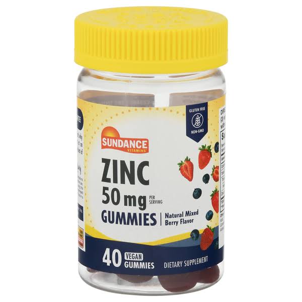 Sundance Vitamins Zinc Vegan Gummies Natural Mixed Berry Flavor - 40 ct