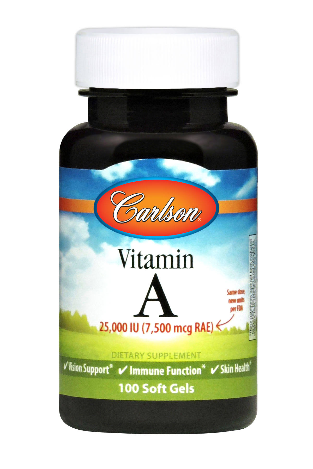 Carlson Labs Vitamin A Natural 25000 IU Supplement - 100 Softgels