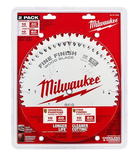Milwaukee Circular Saw Blades - 40T and 60T, 10", 2pk