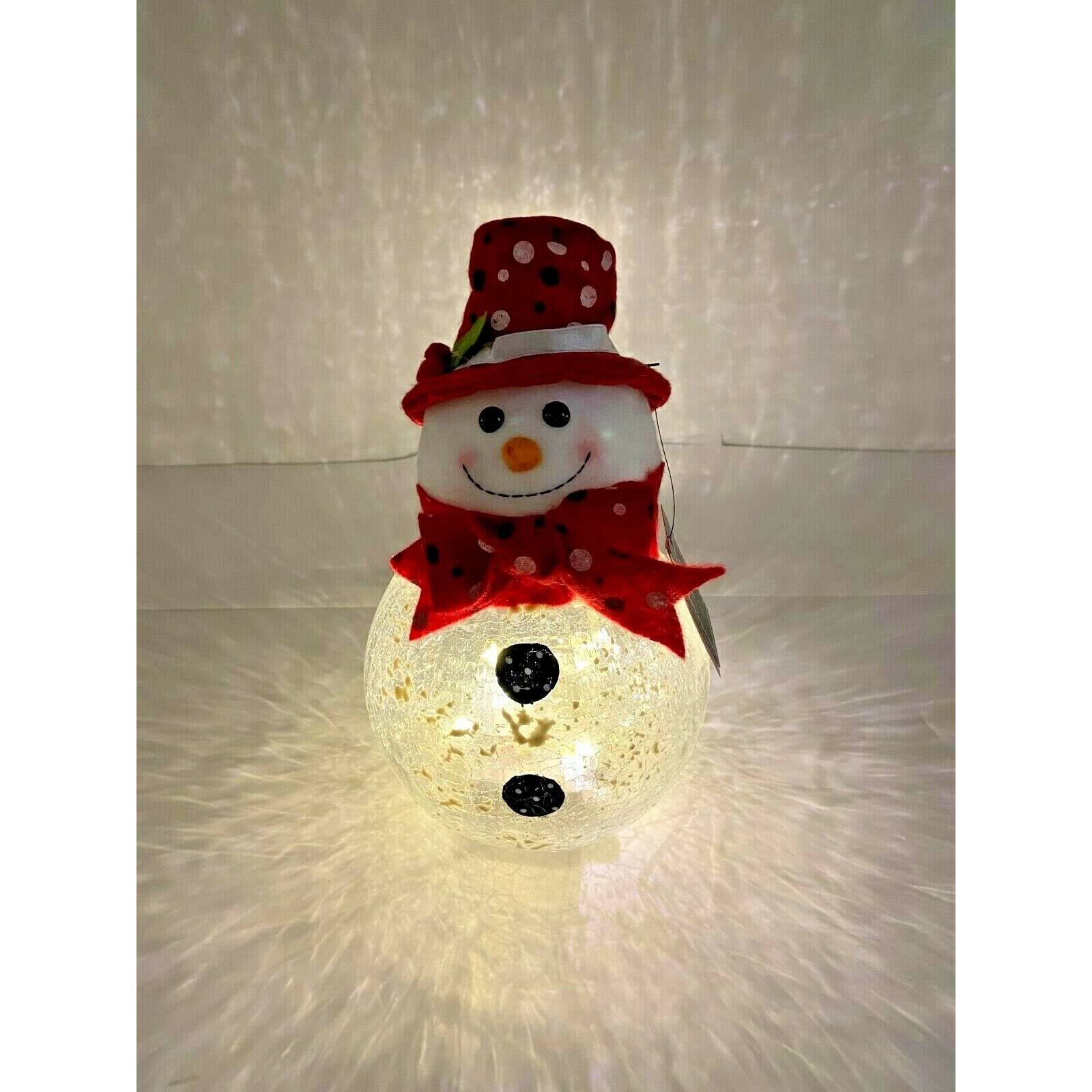 Straits Christmas Decoration - Festive Light Up Snowman 21cm Clear Crackle Ball