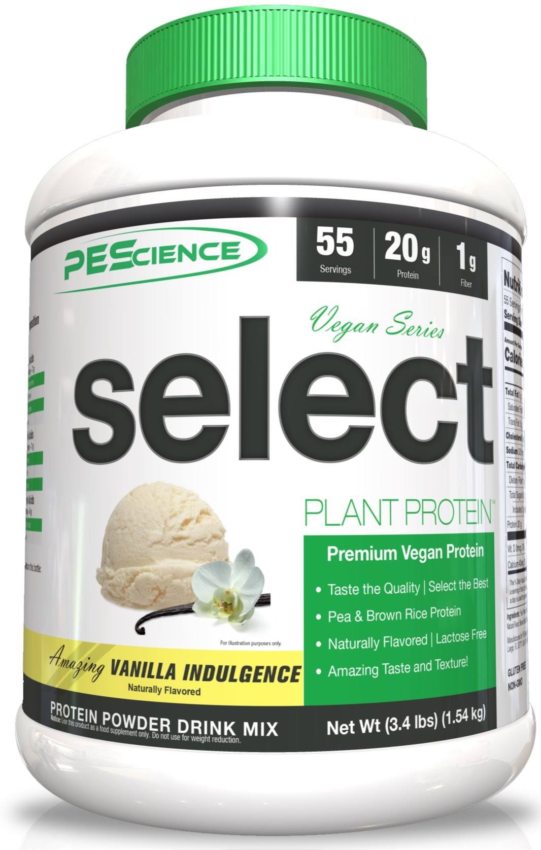 PEScience Select Vegan Plant Based Protein Powder, Vanilla, 55 Serving, Premium Pea and Brown Rice Blend