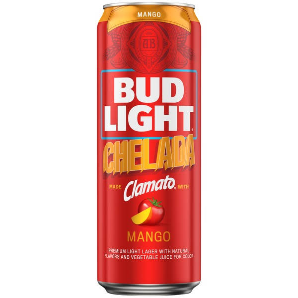 Bud Light Beer, Lager, Premium Light, Chelada, Mango - 25 fl oz