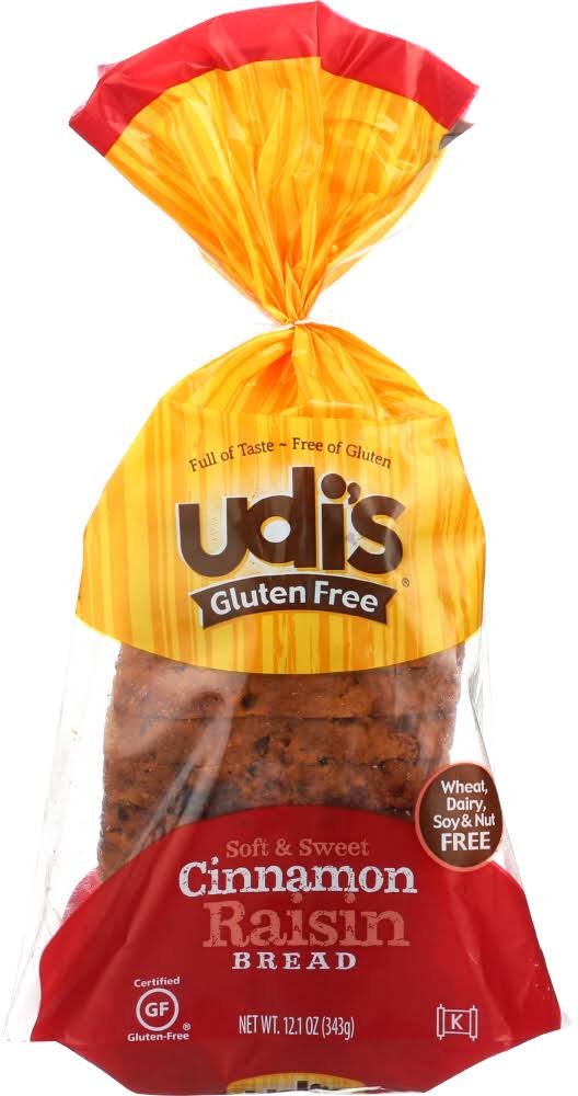 Udi's Gluten Free Soft & Sweet Raisin Bread - Cinnamon, 12.1oz