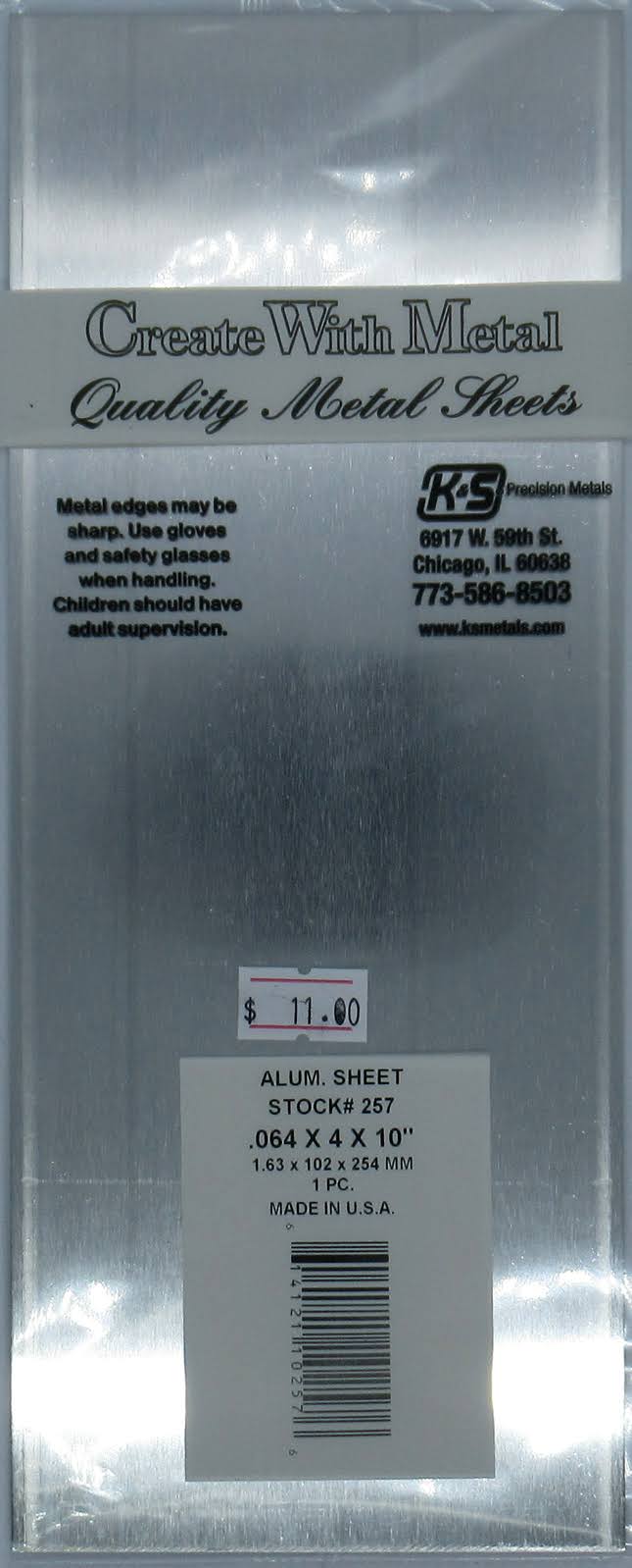 K&S 0.064 in. x 4 in. W x 10 in. L Aluminum Sheet Metal
