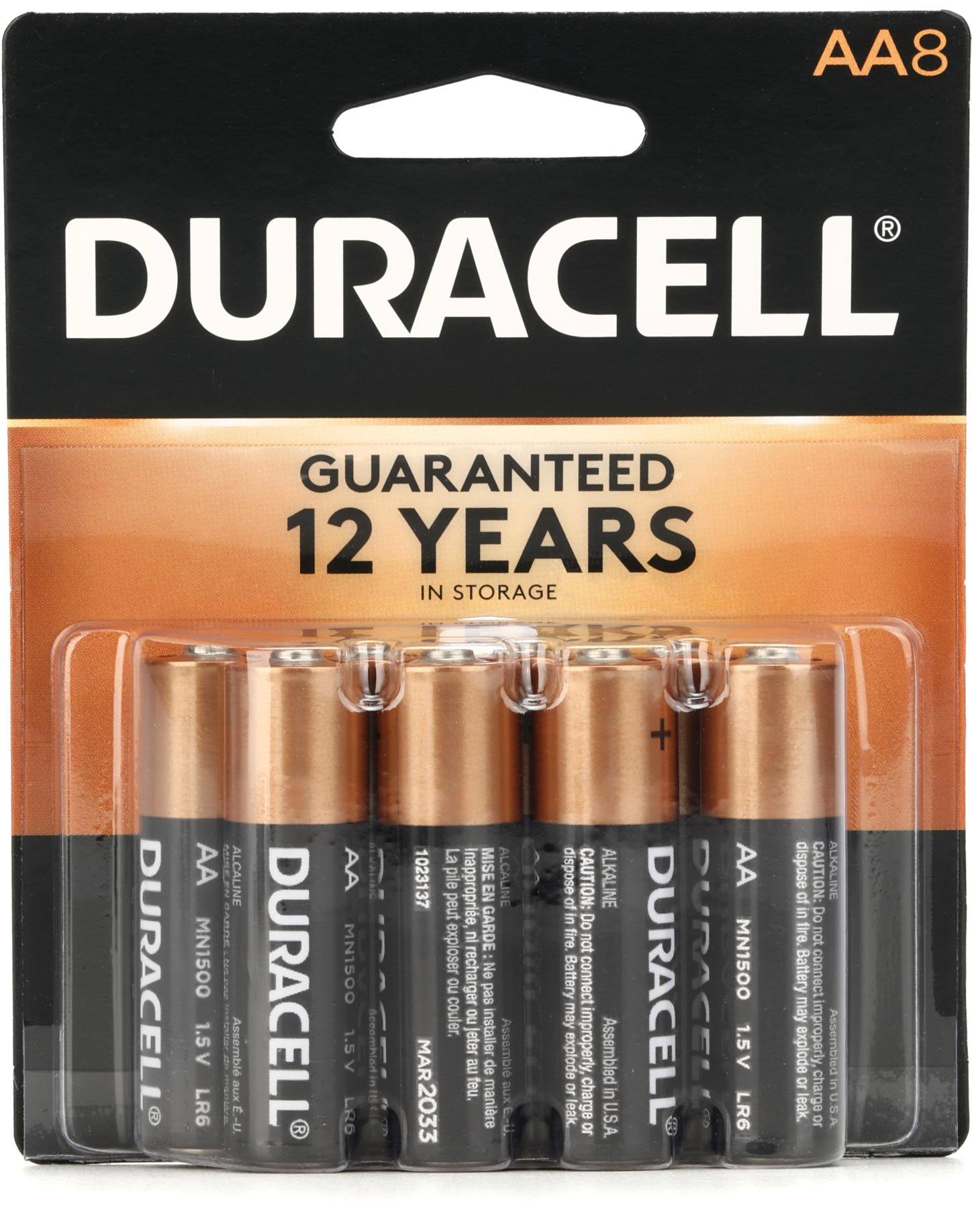 Duracell Coppertop AA 1.5V Alkaline Batteries - 8 Pack