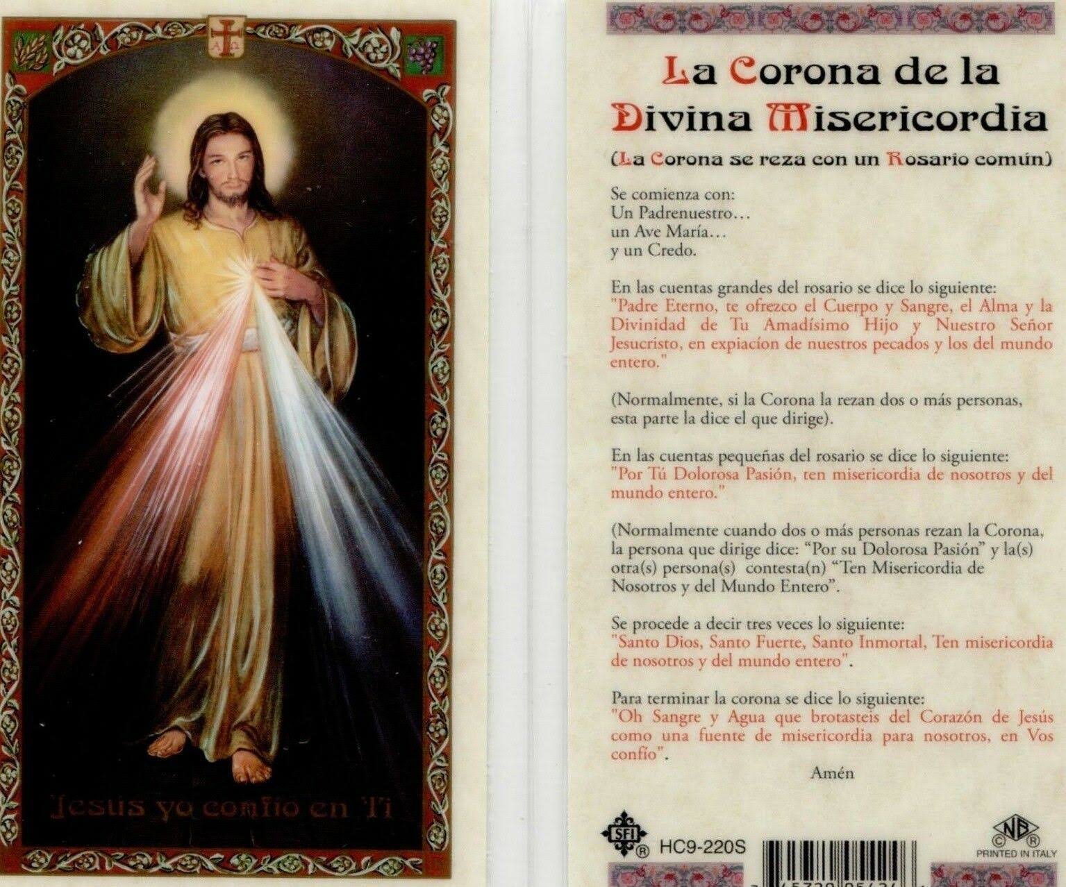 La Corona De La Divina Misericordia - EB764 - Divine Mercy Spanish Prayer Card