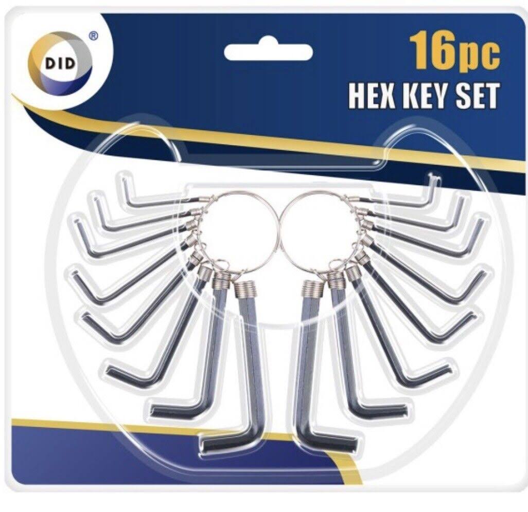 16 Pcs Hex Keys 2 Set of 8 Size L Type Allen Keys With Key Ring Holder Hexagon