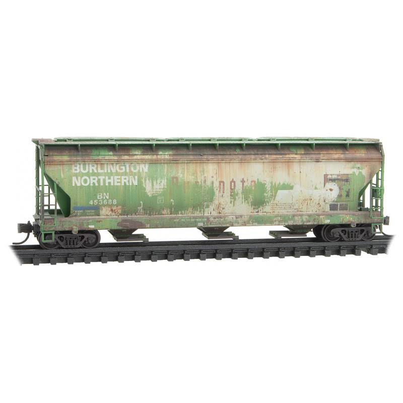 Micro-Trains Line (MTL) 09444770 Burlington Northern Ex-CB&Q Weathered 3-Bay Covered Hopper #453688