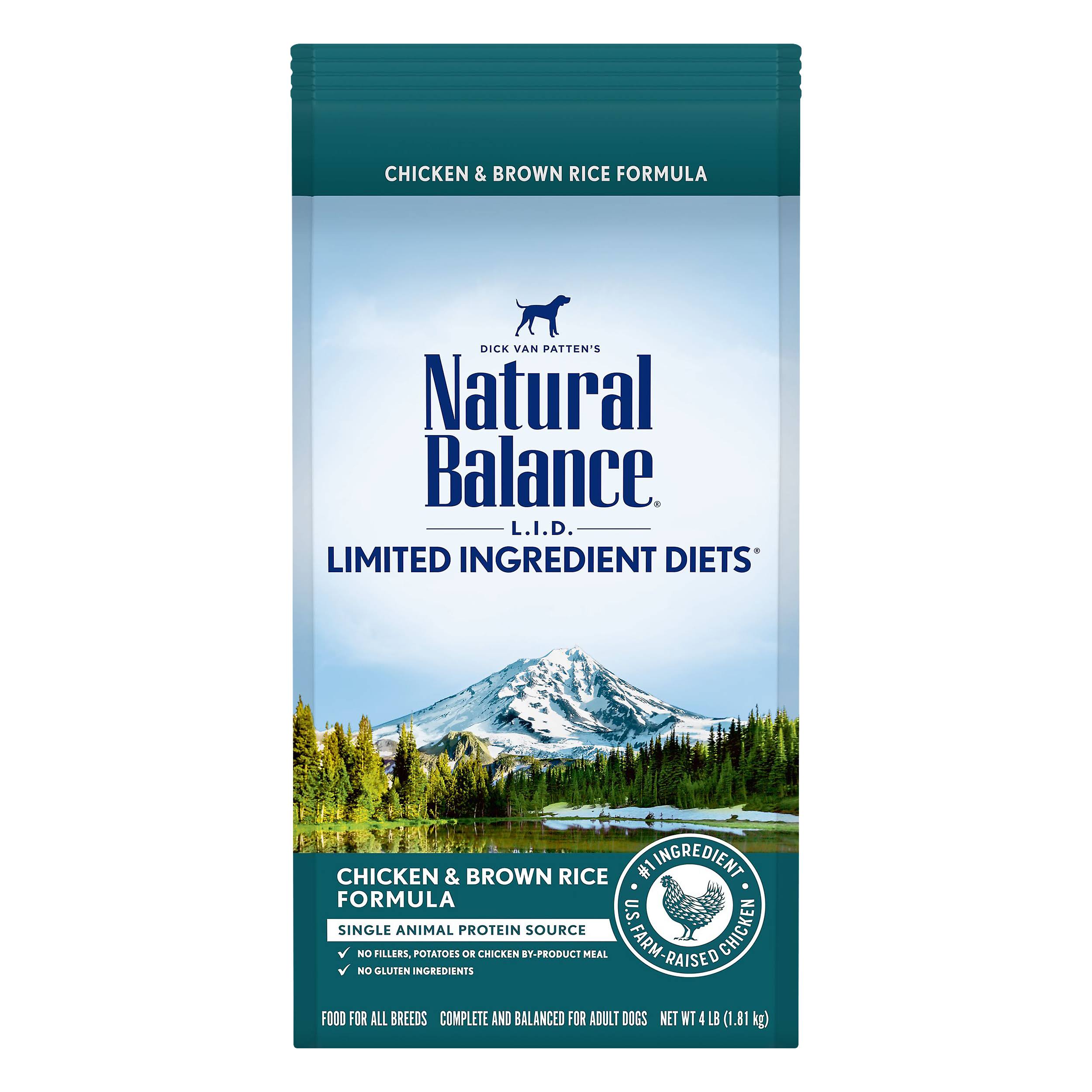 Natural Balance L.I.D. Limited Ingredient Diets Dog Food, Chicken & Brown Rice Formula - 4 lb