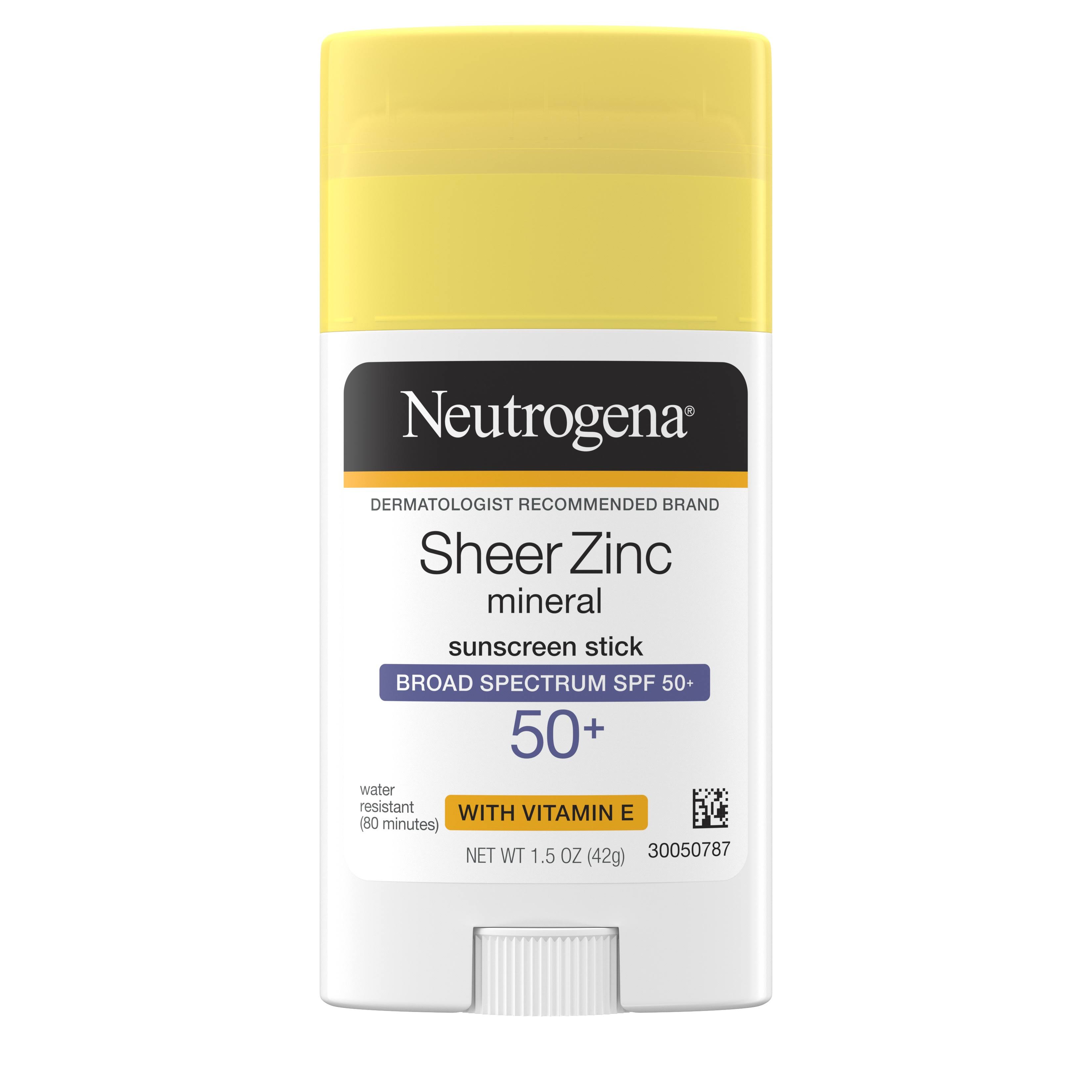 Neutrogena Sheer Zinc Sunscreen Stick, Mineral, SPF 50+ - 1.5 oz