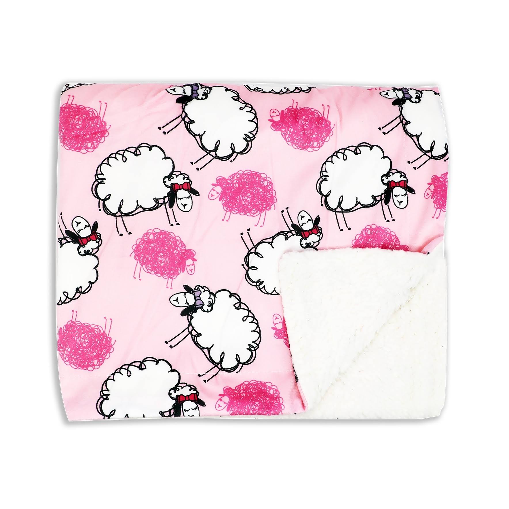 Baby Mode Pink Sheep Plush Sherpa Baby Blanket - Pink - One Size