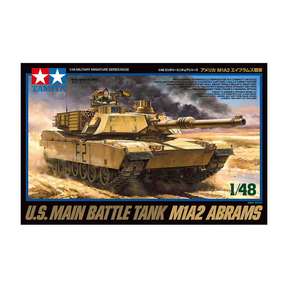 Tamiya US M1A2 Abrams Main Battle Toy Tank - Scale 1/48