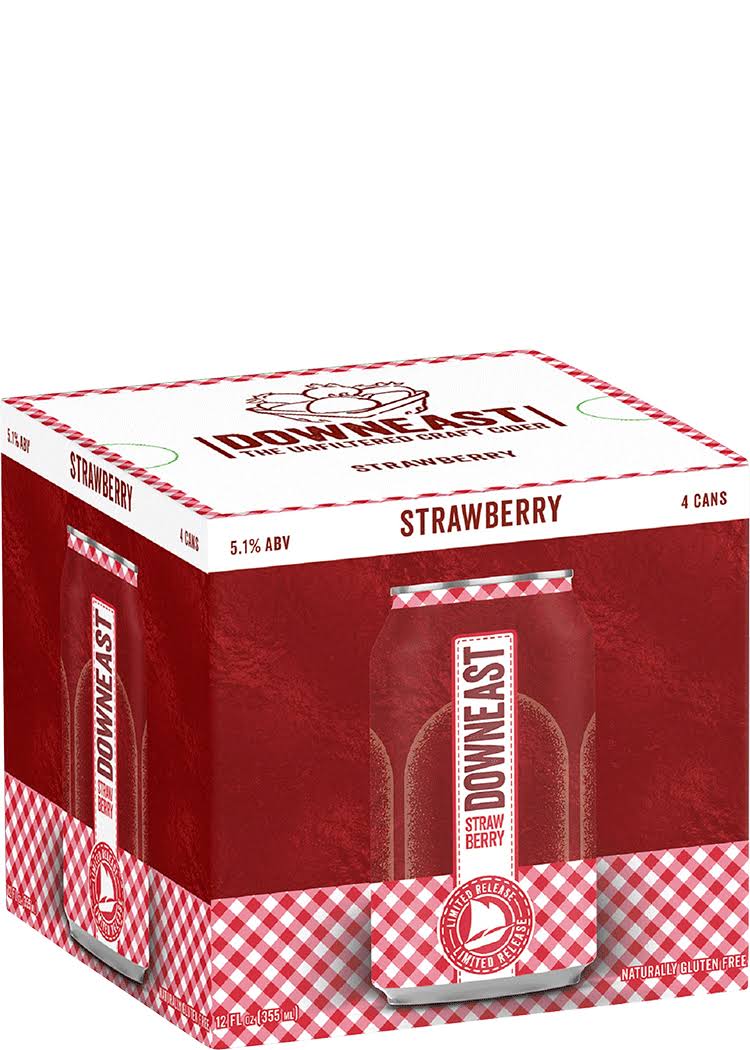 Downeast Cider Strawberry 4pk 12oz Can | Bottle Republic