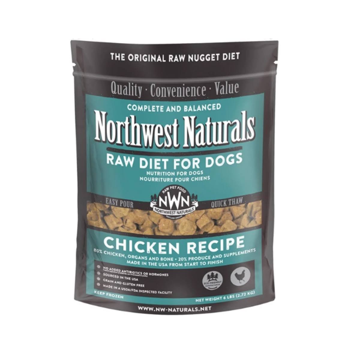 Northwest Naturals Raw Frozen Chicken Nuggets Dog Food 6 lb