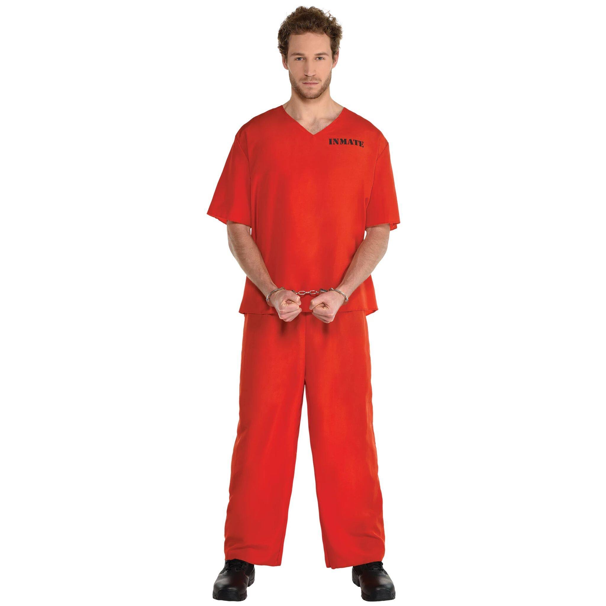 Prison Inmate Halloween Costume, Orange, Adult, Standard