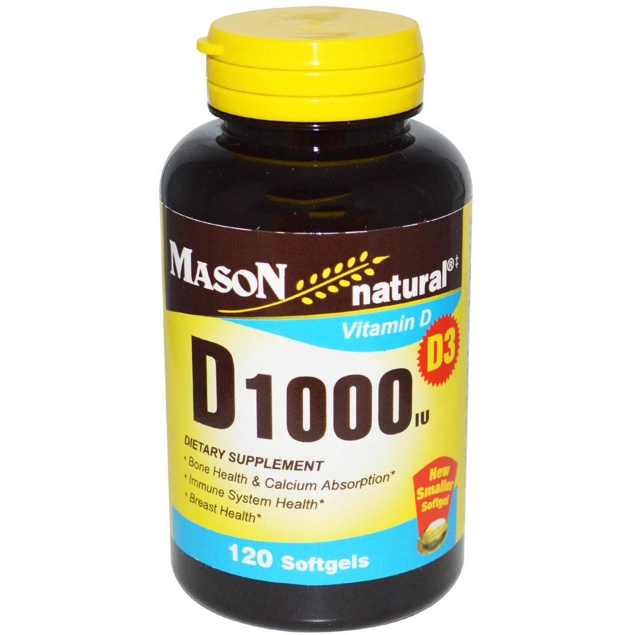 Mason Natural Vitamin D3 Dietary Supplement - 1000 IU, 120 Softgels