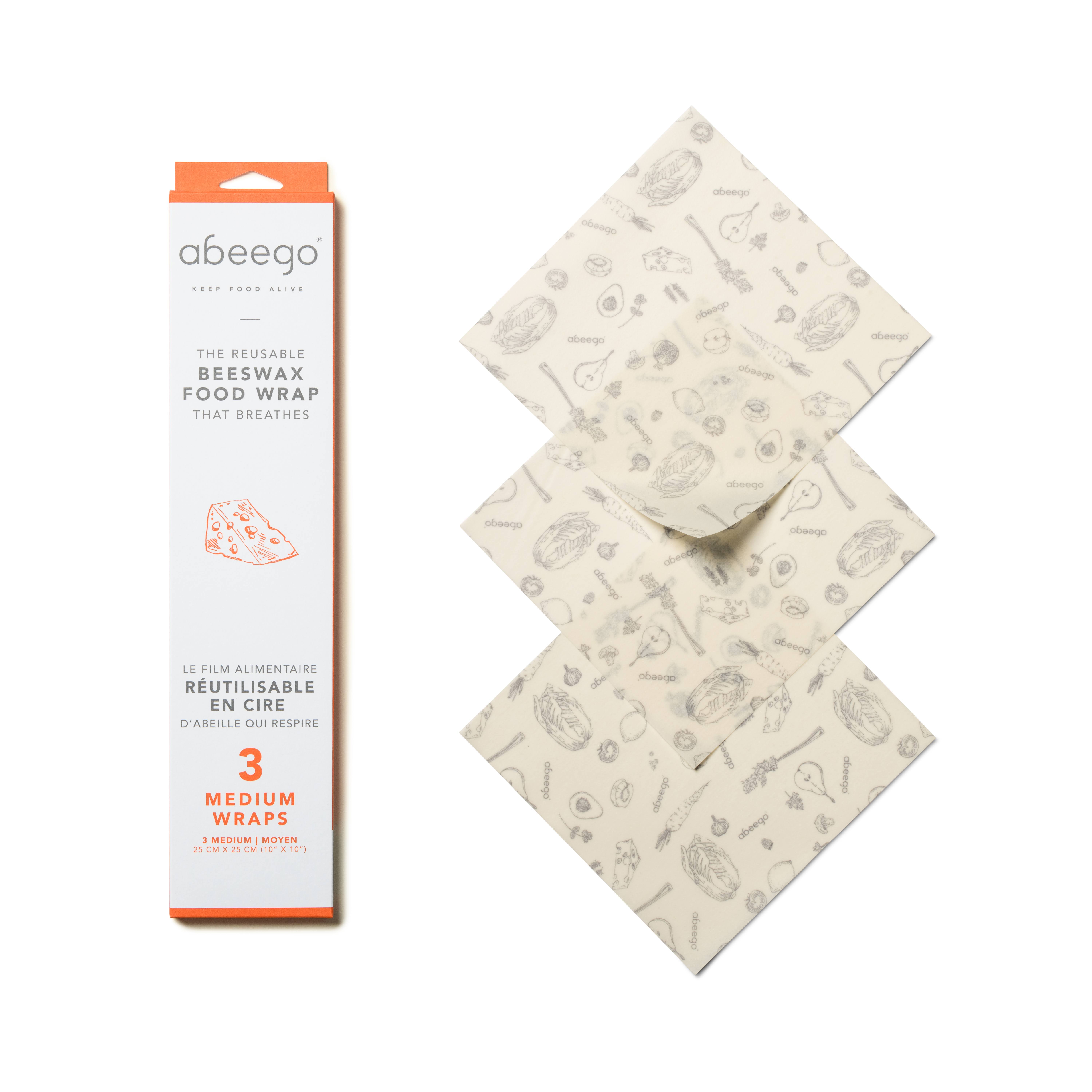 Abeego Square Natural Beeswax Food Storage Wrap - Medium, 10"