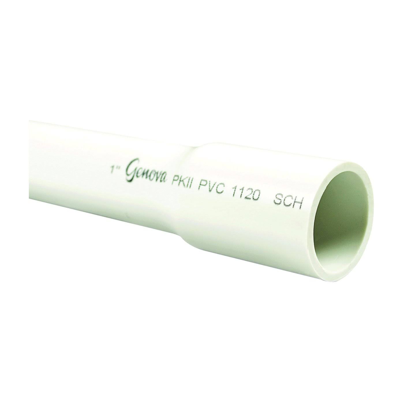 Genova Products 300107 1 in. x 20 ft. PVC Belled End Schedule 40 Pressure Pipe - 20 ft