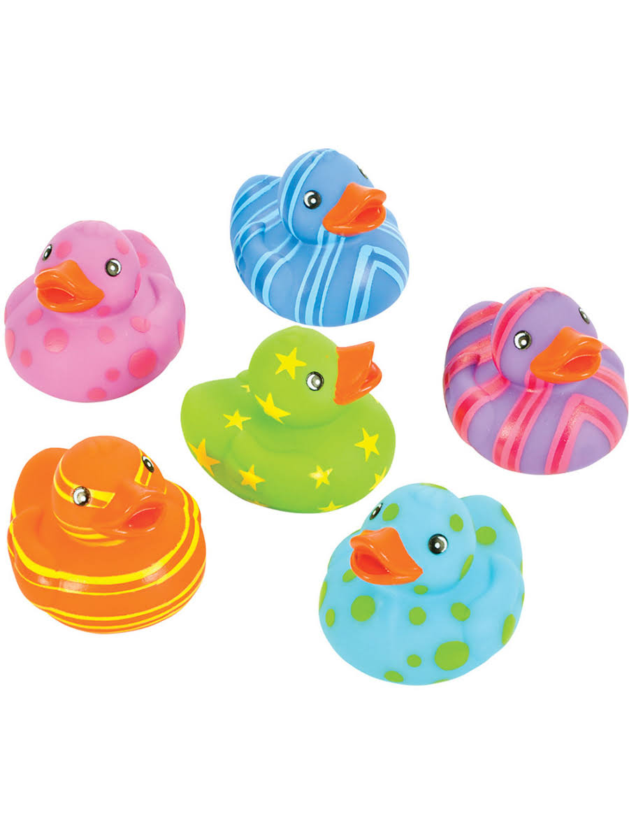 Rhode Island Multi Colored Patterned Rubber Ducks Bath Set - 12ct