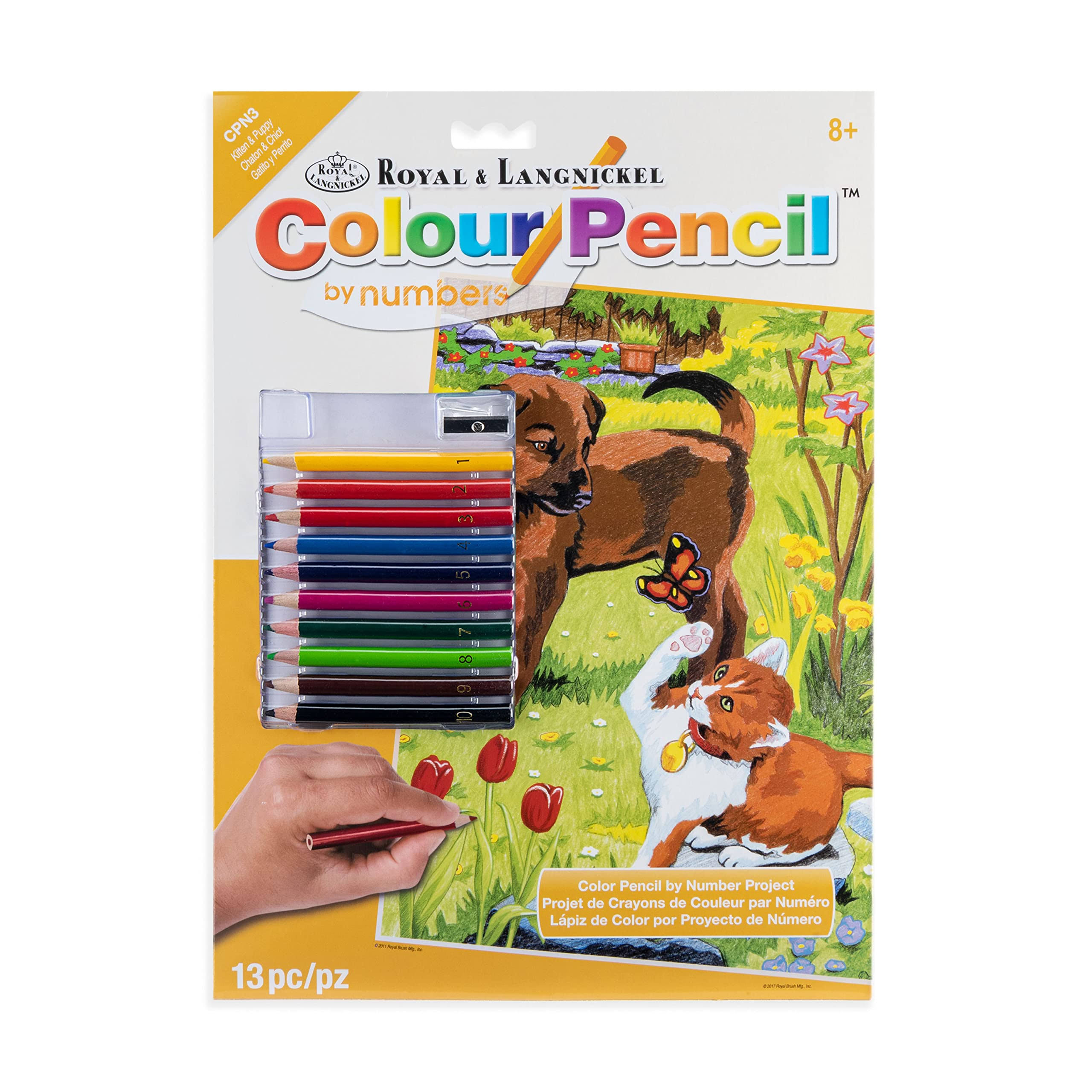 Royal and Langnickel Colour Pencil By Number Kit - 8.75" x 11.75", Kitten and Puppy
