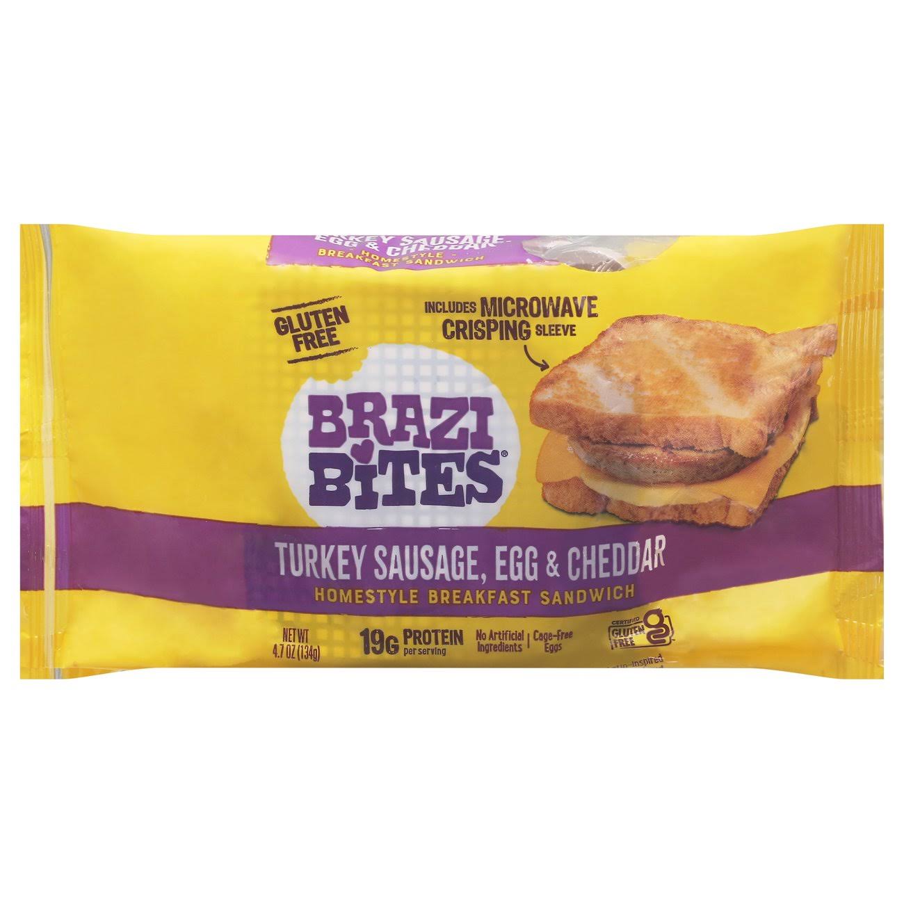 Brazi Bites Breakfast Sandwich, Turkey Sausage, Egg & Cheddar, Homestyle - 4.7 oz