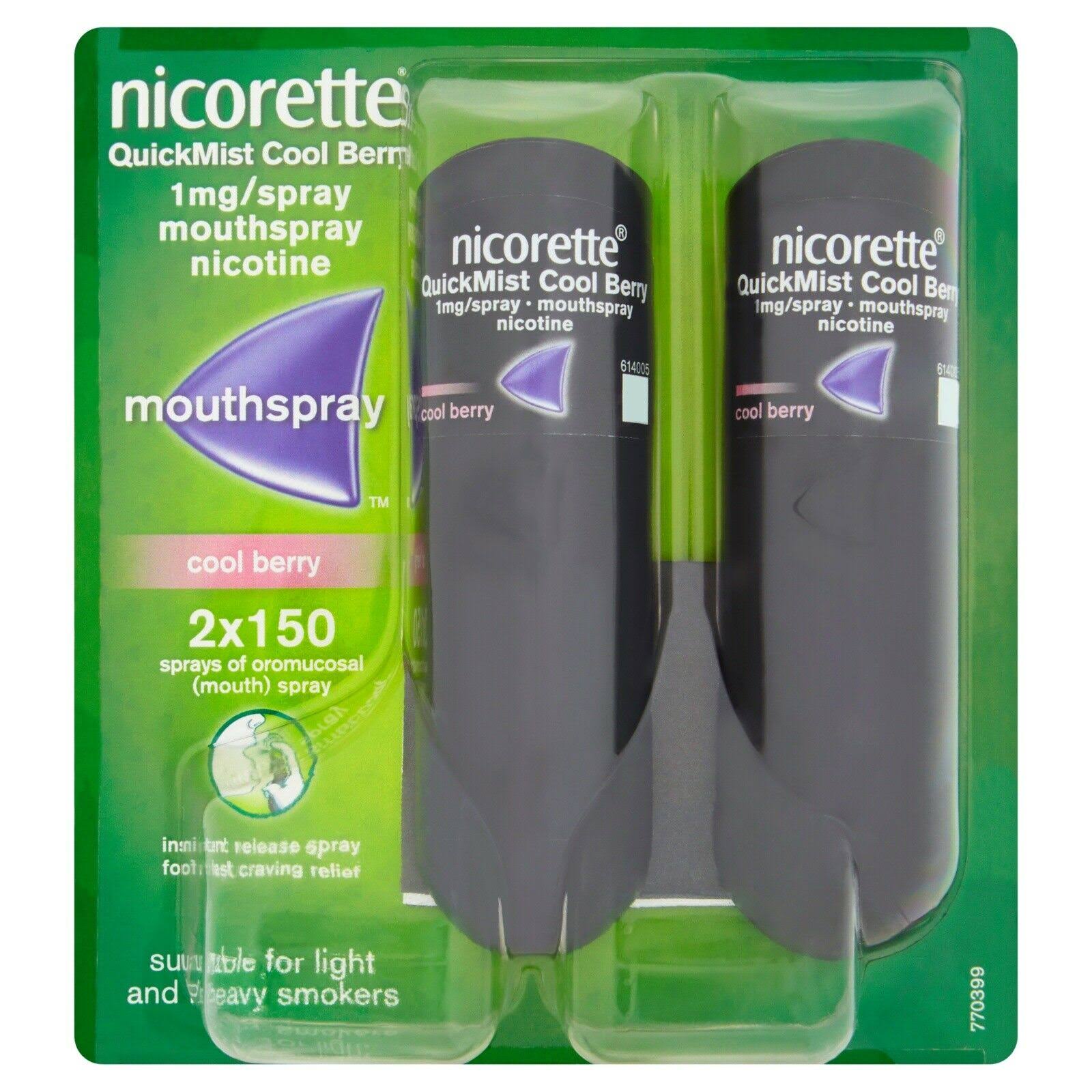 Nicorette QuickMist Cool Berry Mouth Spray - 1mg/Spray, 150 Sprays, 2-Pack
