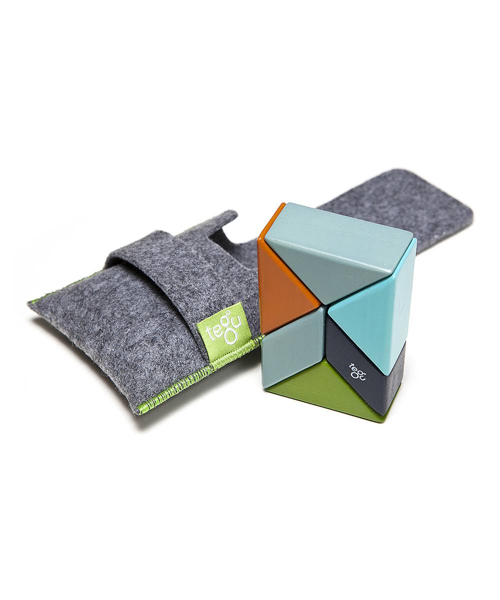 Tegu Pocket Pouch Prism Magnetic Wooden Block Set - 6pc