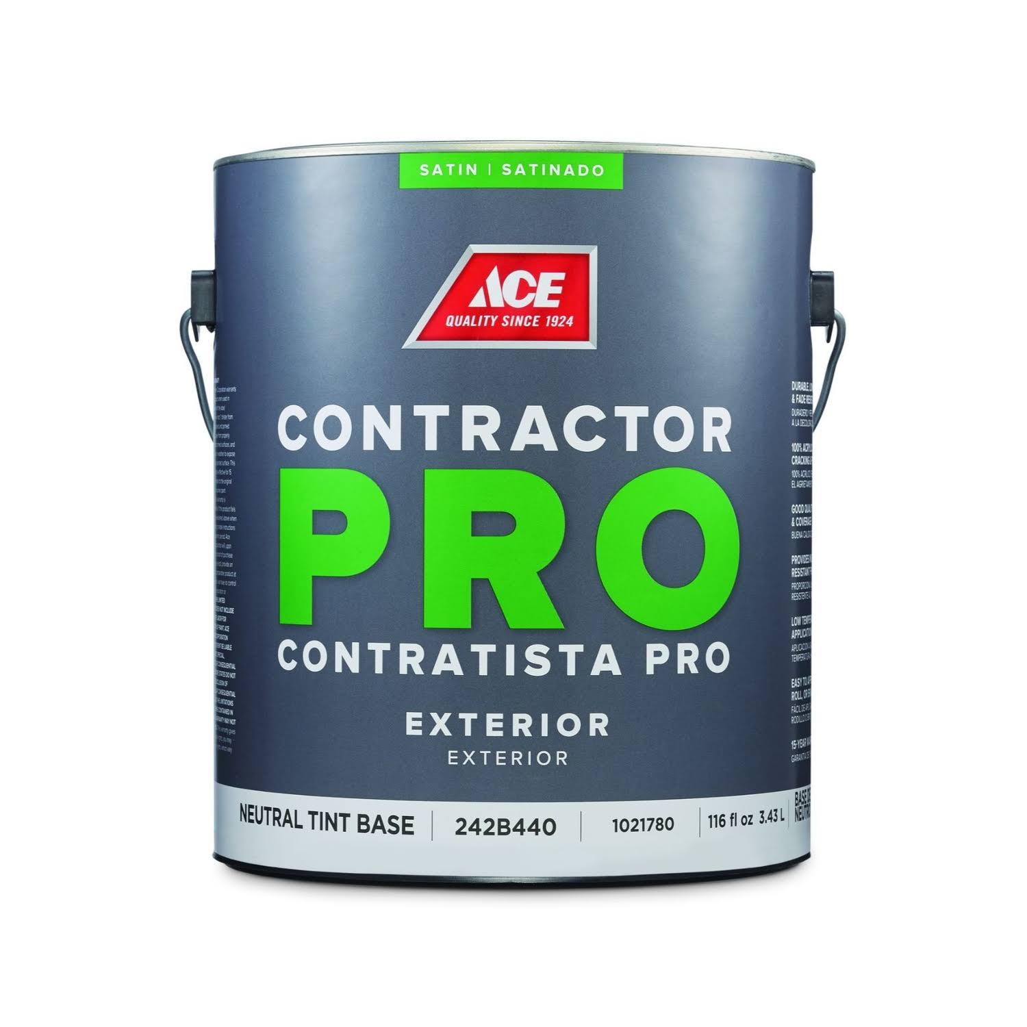 Ace Contractor Pro Satin Tint Base Neutral Base Acrylic Latex Paint Exterior 1 gal.